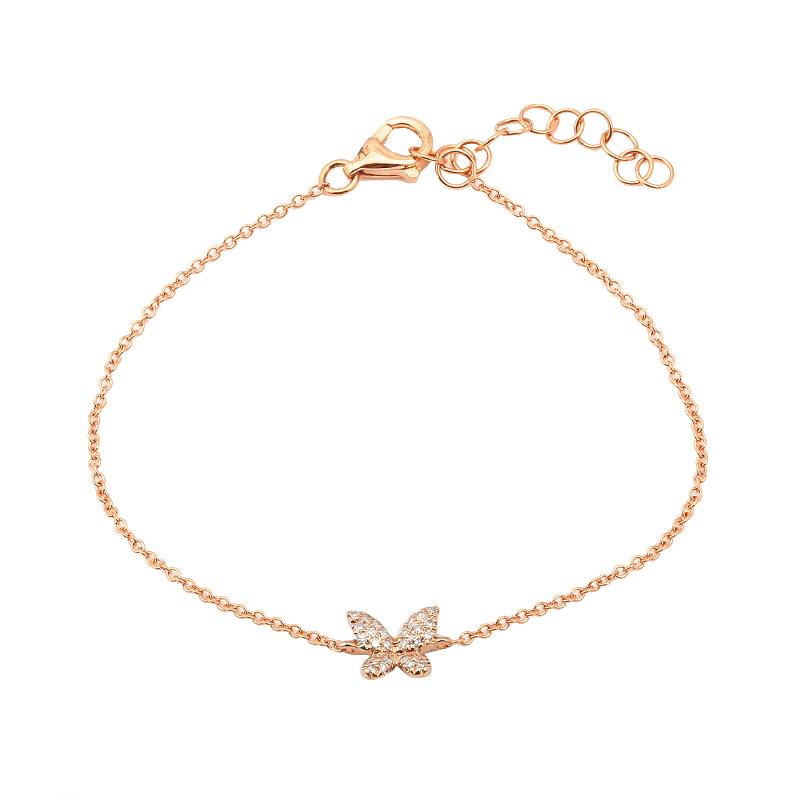 14k rose gold diamond butterfly bracelet