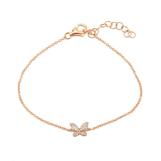 14k rose gold diamond butterfly bracelet