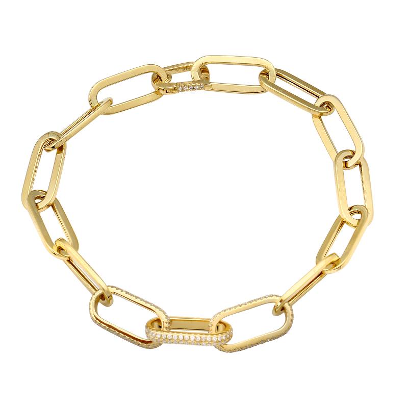 14k yellow gold diamond link bracelet
