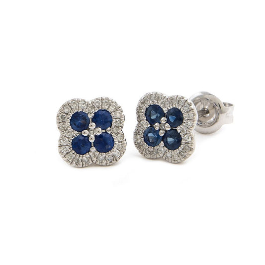 14k white gold diamond and sapphire earrings