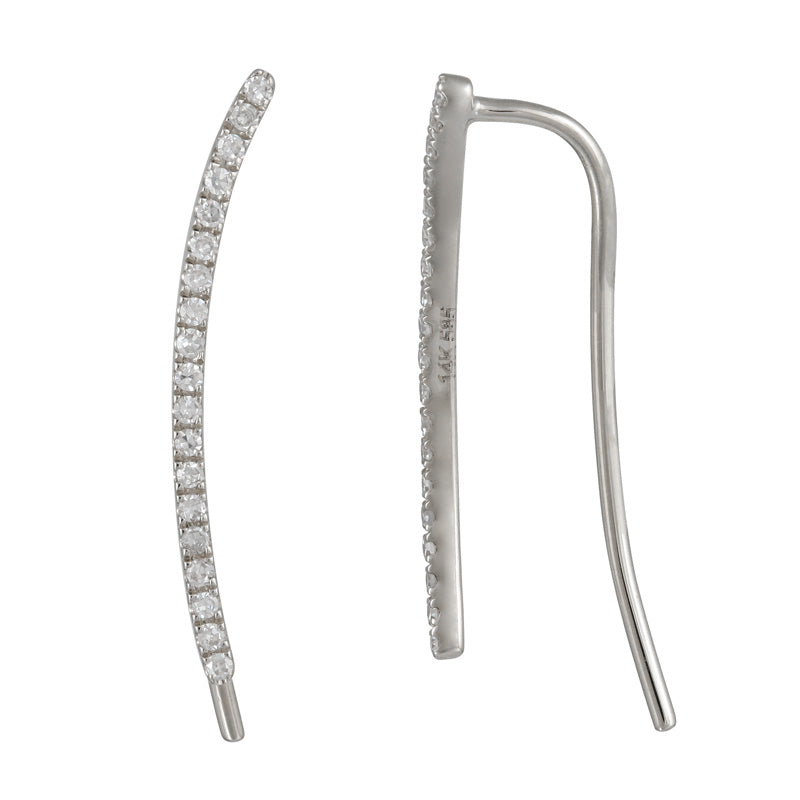 14k white gold diamond climber earrings