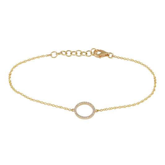 14k gold diamond circle bracelet