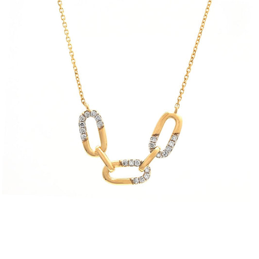 14k yellow gold diamond paper clip necklace