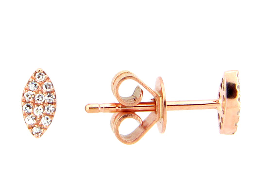 14k rose gold pave diamond earring