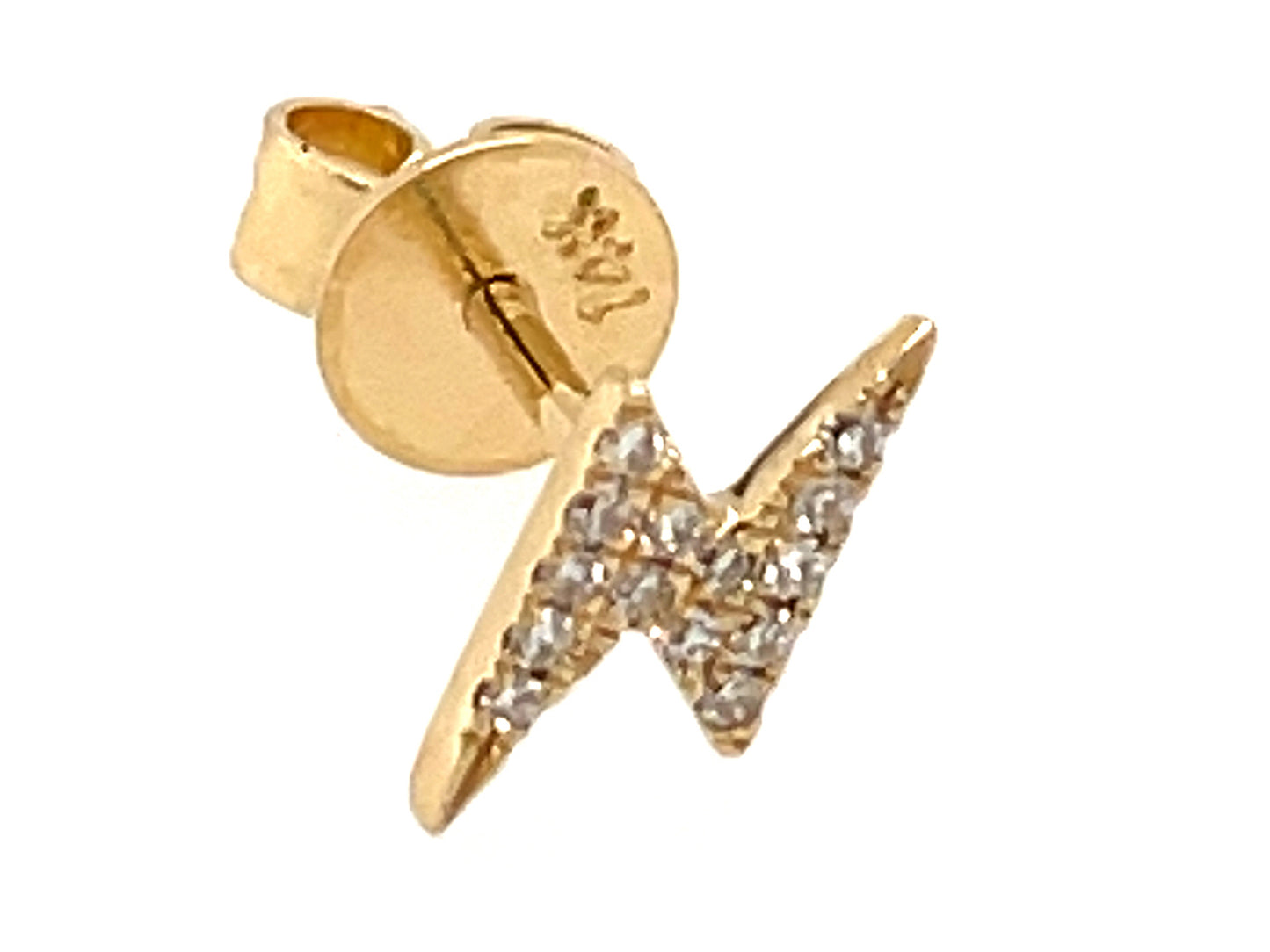 14k yellow gold diamond lightning bolt earring