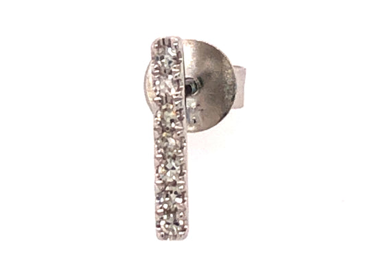 14k white gold diamond bar earring