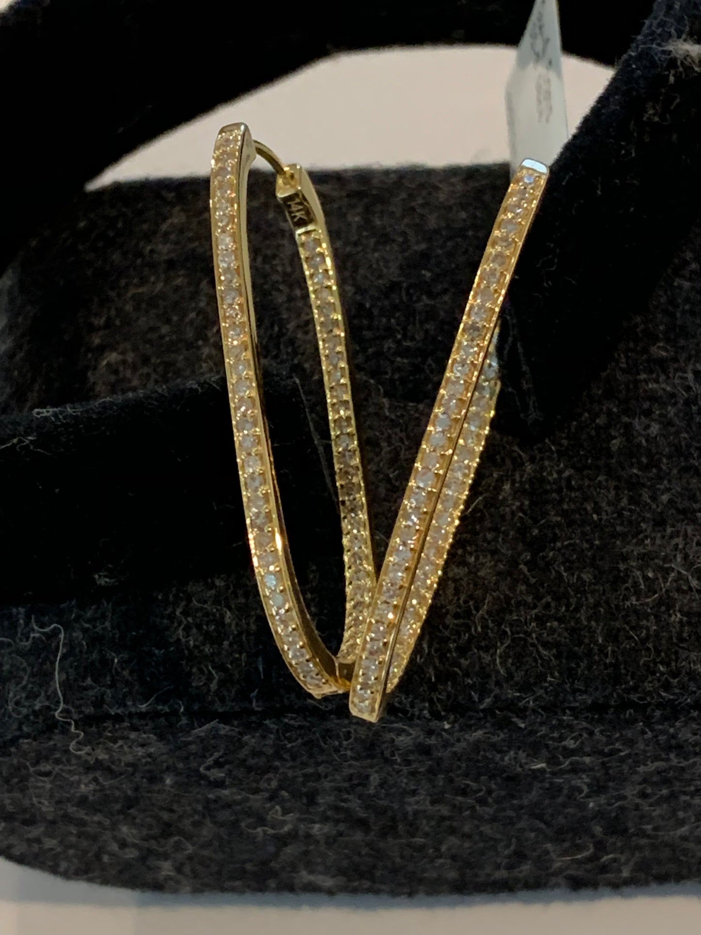 14k yellow gold diamond hoop earrings