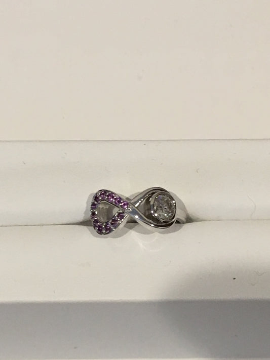 white gold diamond and Amethyst infinity ring