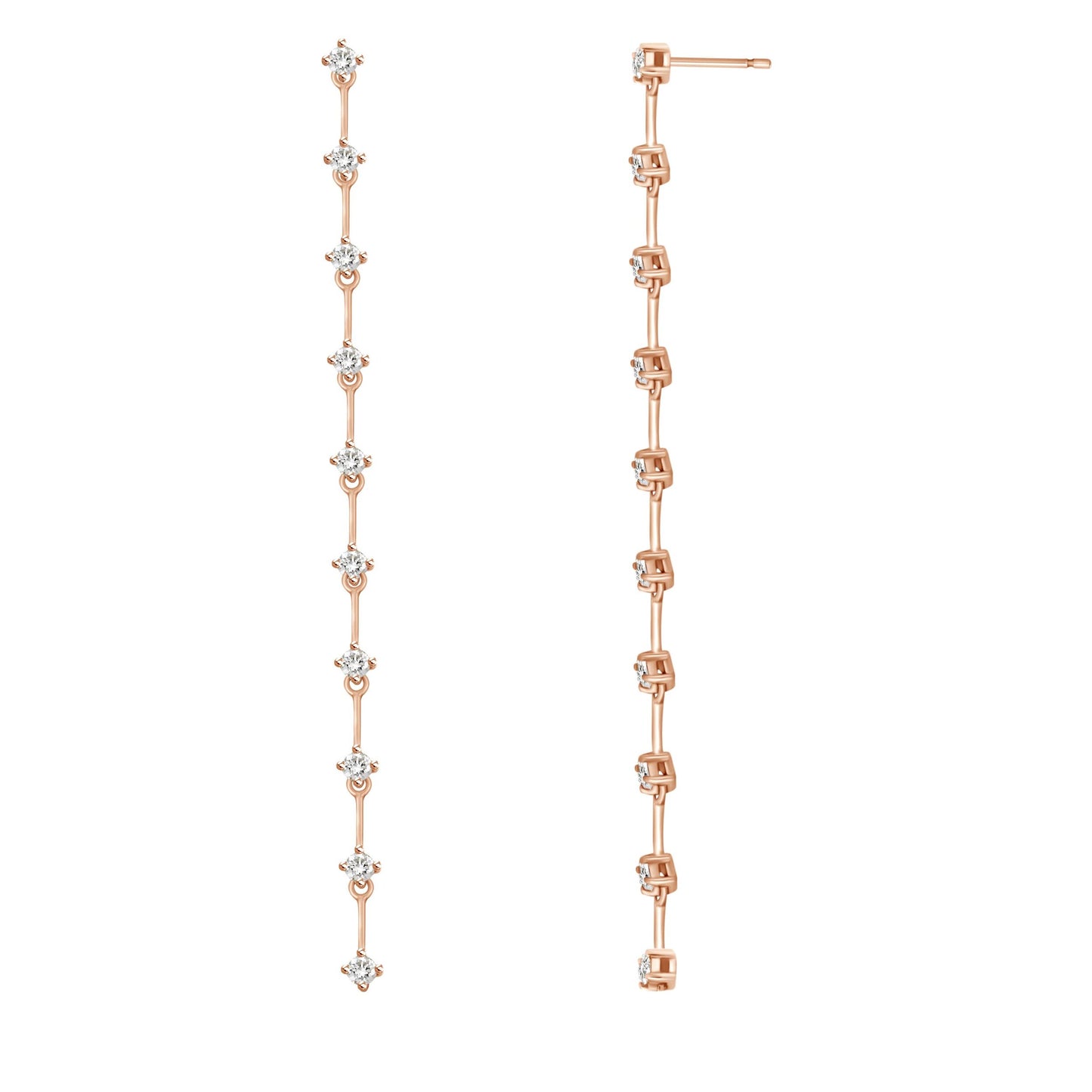 18k yellow gold long diamond earrings