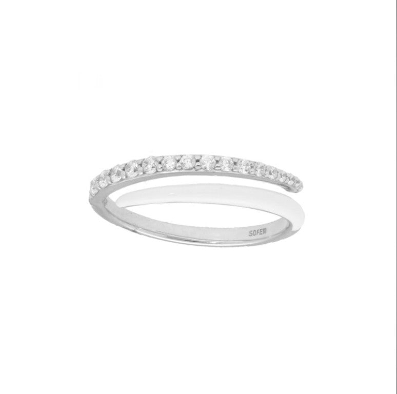 14k white gold and white enamel diamond ring