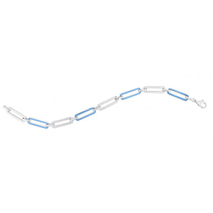 Silver and Blue Enamel paper clip bracelet