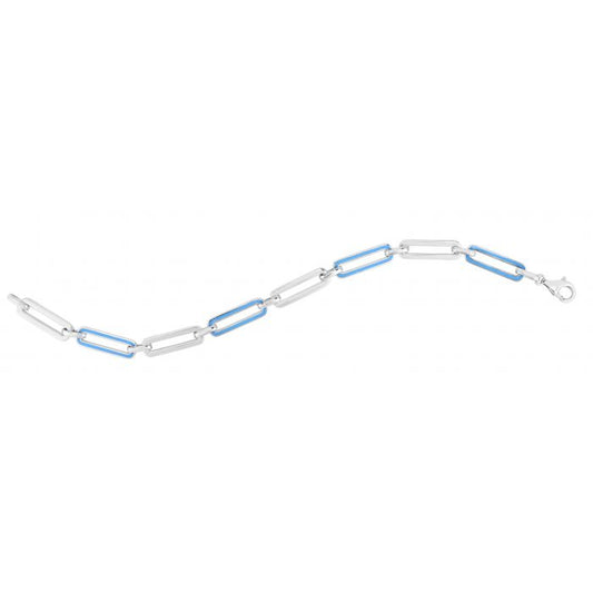 Sterling Silver and Blue Enamel paper clip bracelet