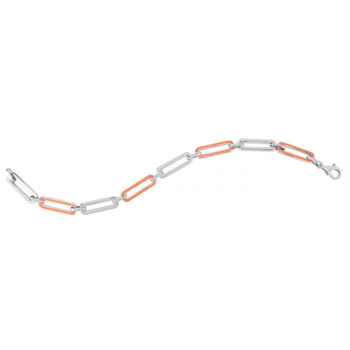 Silver and Orange Enamel paper clip bracelet