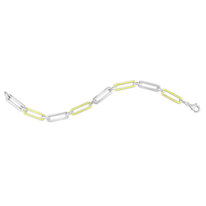 Silver and Yellow Enamel paper clip bracelet