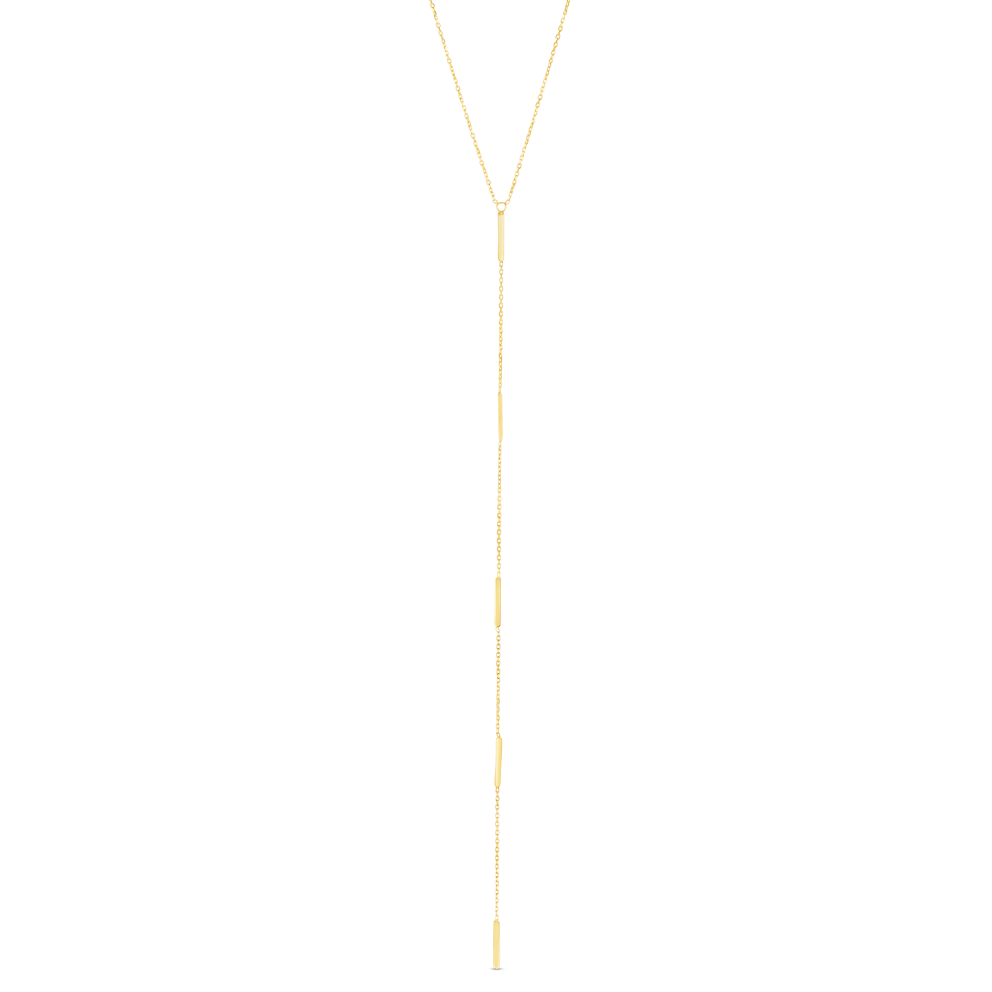 14k gold station bar lariat necklace