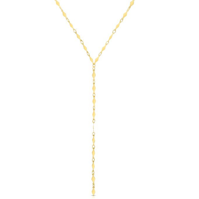 14k gold lariat mirror necklace