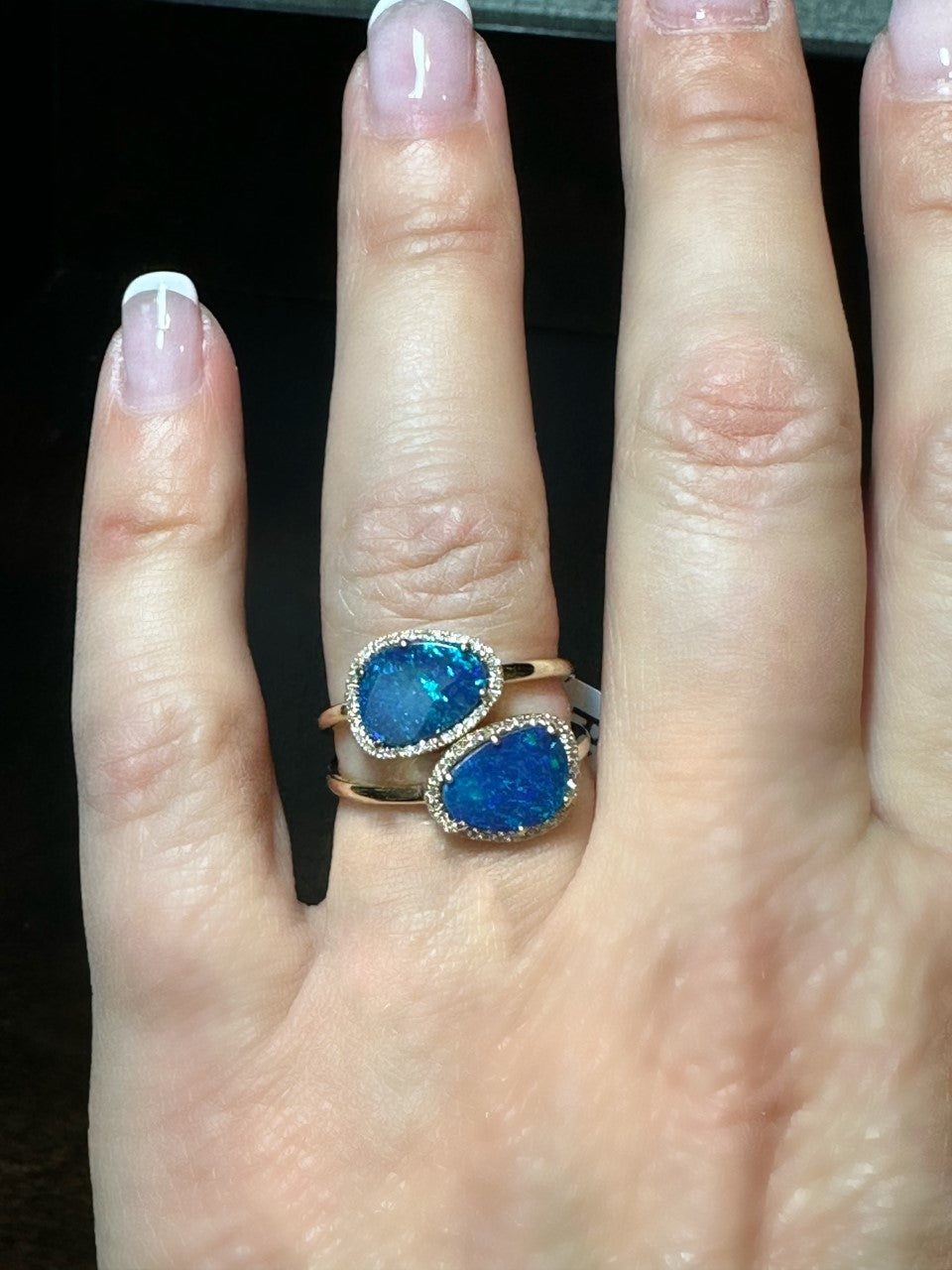 14k yellow gold opal and diamond ring