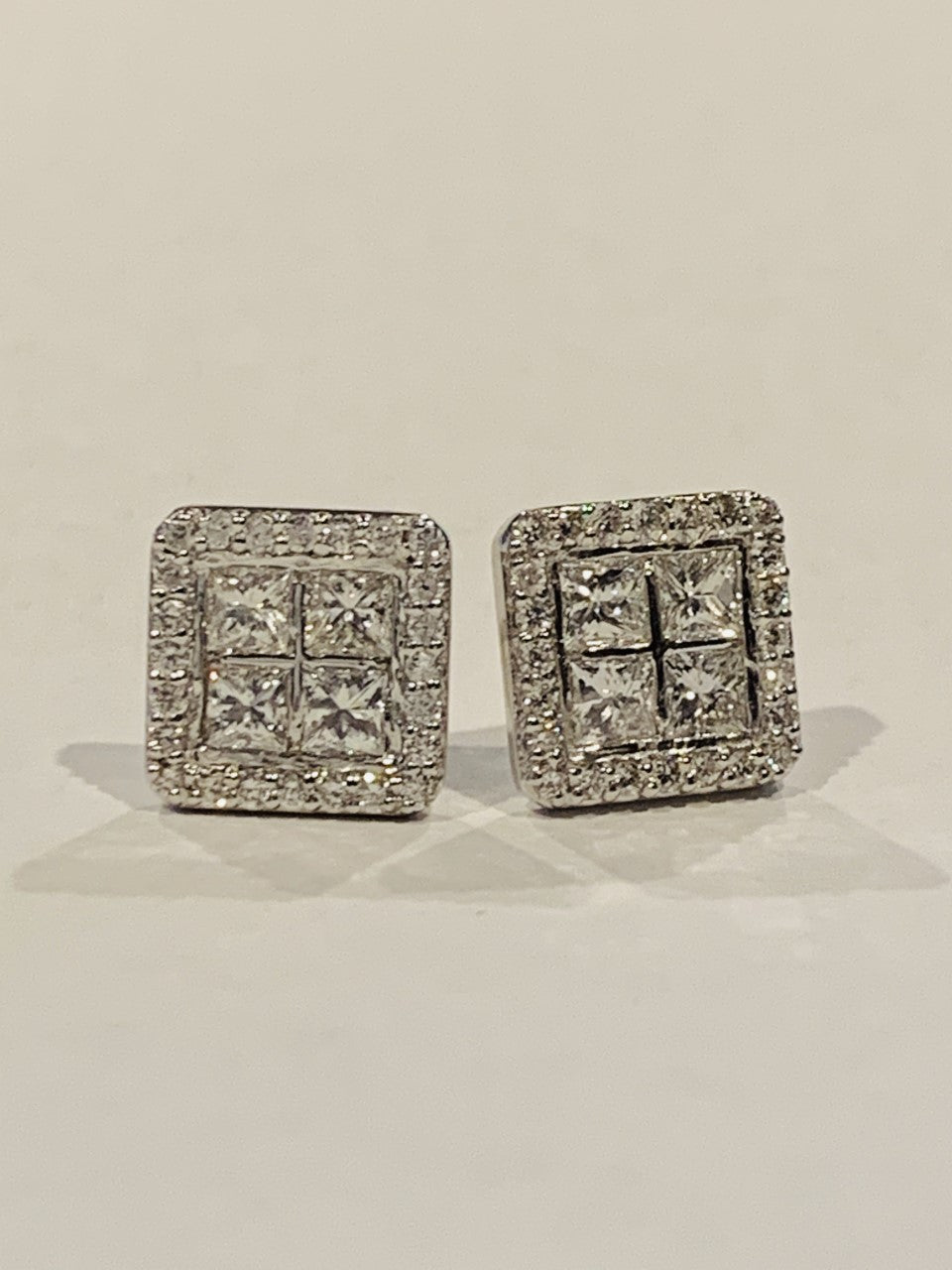 Diamond Princess Cut Earrings