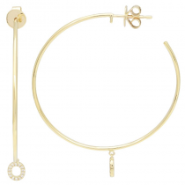 14k yellow gold diamond "XO" hoop earrings