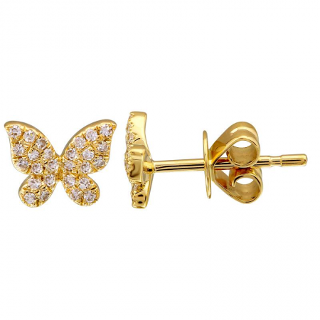 14k yellow gold diamond butterfly earrings