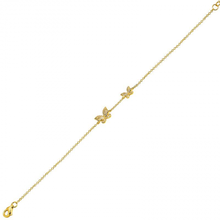 14k yellow gold double diamond butterfly bracelet