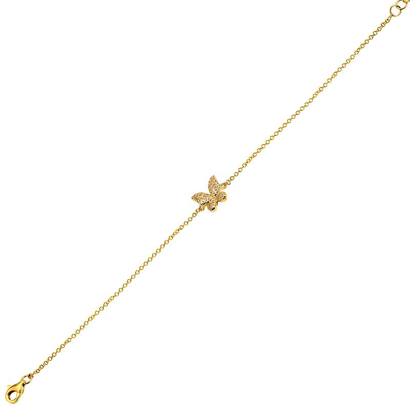 14k yellow gold diamond butterfly bracelet