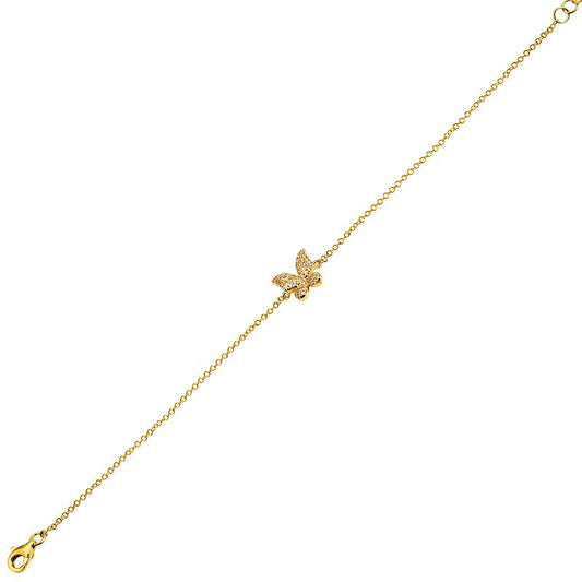 14k yellow gold diamond butterfly bracelet