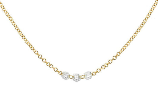 14k yellow gold floating diamond necklace