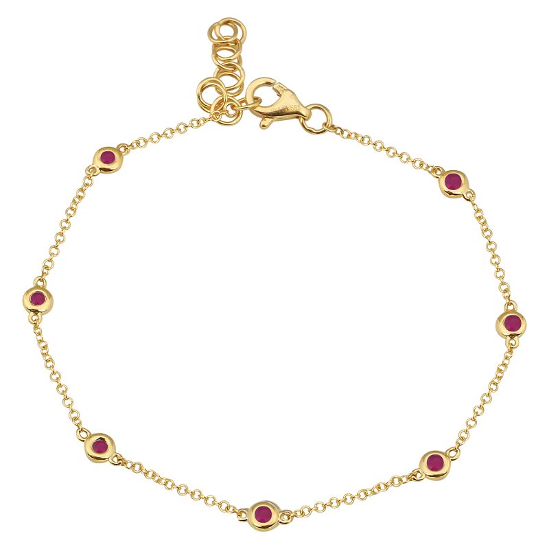 14k yellow gold ruby by the yard bracelet