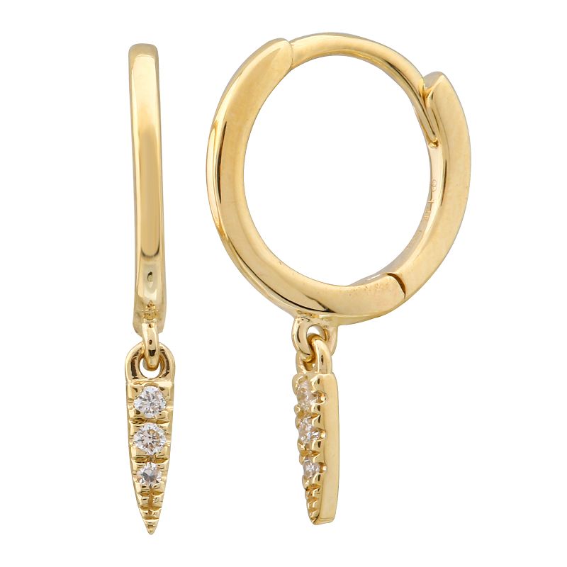 14k yellow gold diamond huggie earrings