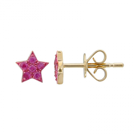 14k yellow gold Ruby Star earrings