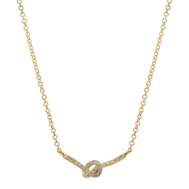 14k yellow gold diamond love knot necklace