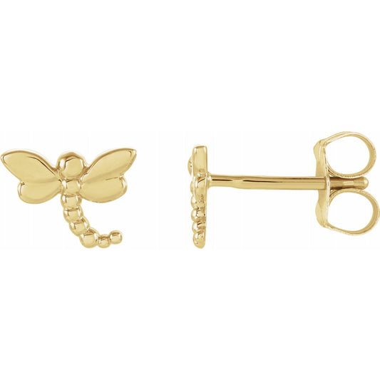 14k gold dragonfly stud earring