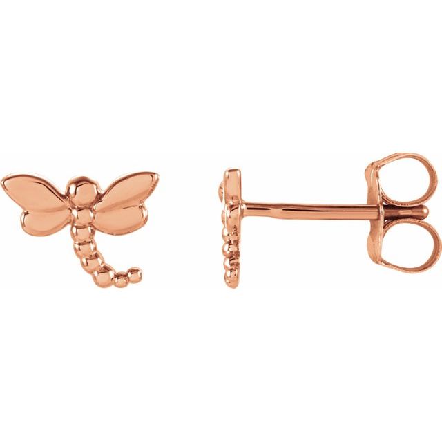 14k gold dragonfly stud earring