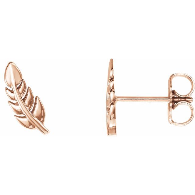 14k gold leaf stud earrings