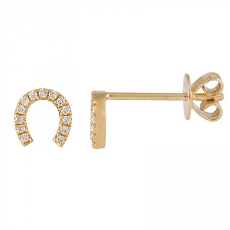 14k yellow gold diamond horseshoe earrings