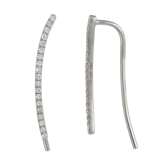 14k white gold diamond climber earrings