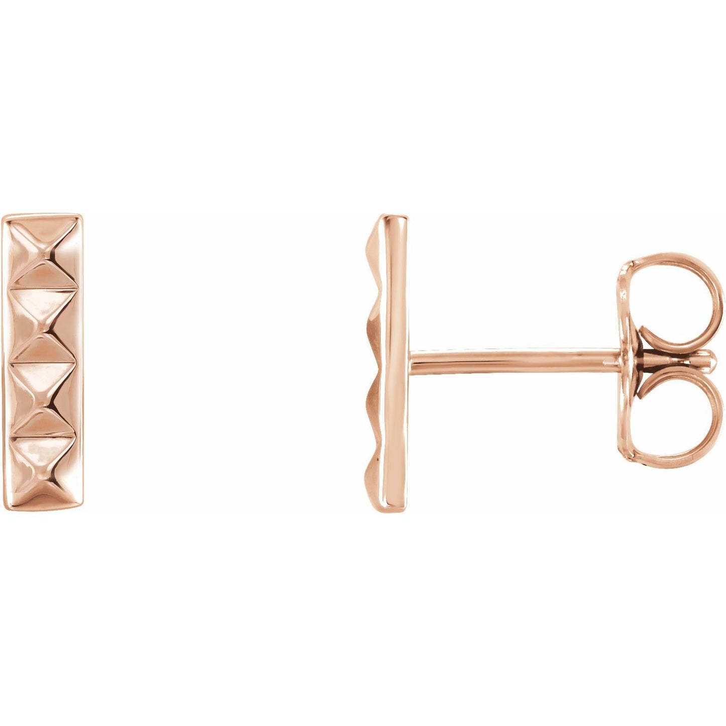 14k gold pyramid line stud earring