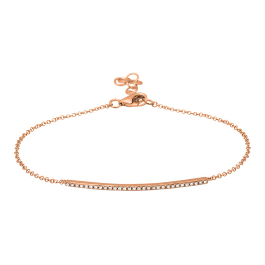 14k rose gold diamond bar bracelet