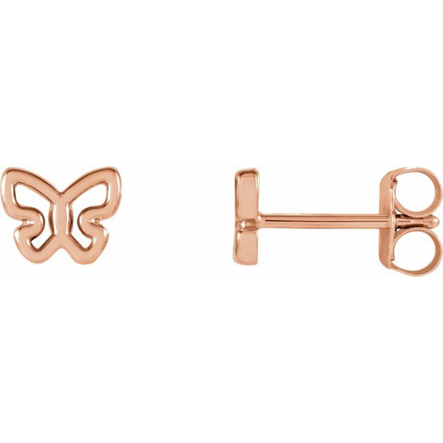 14k gold butterfly stud earrings