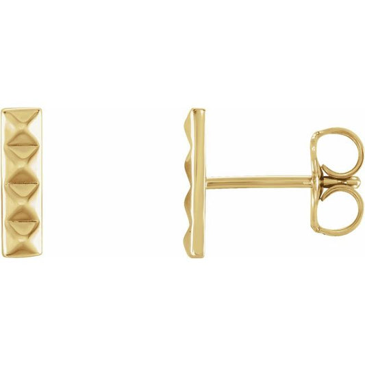 14k gold pyramid line stud earring