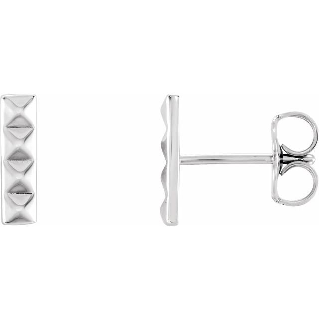 14k gold pyramid line stud earring