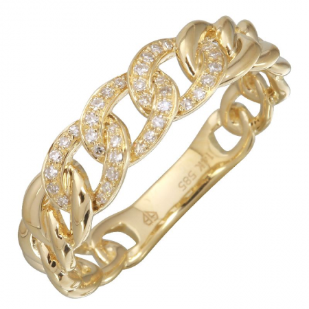 14k yellow gold diamond link ring