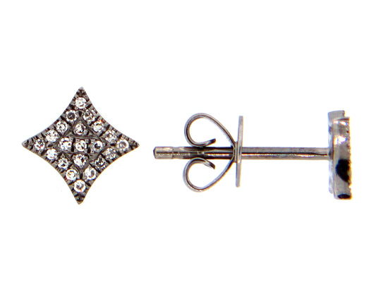 14k white gold w/ black rhodium finish diamond kite stud earrings