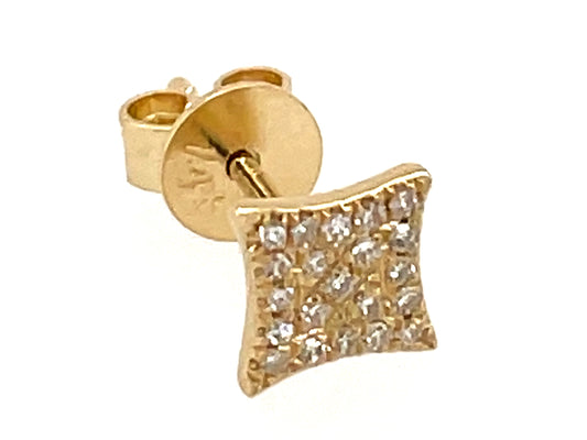 14k yellow gold diamond square earring