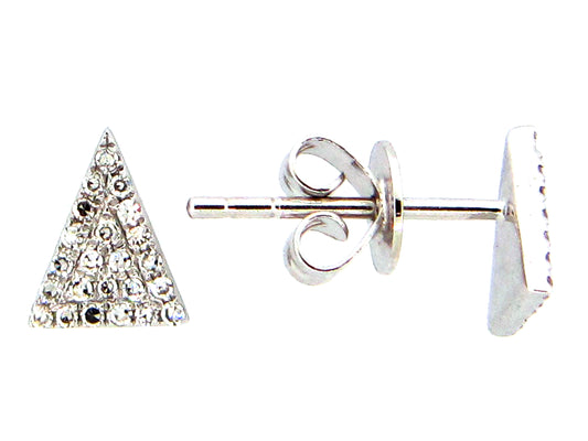 14k white gold pave triangle earring