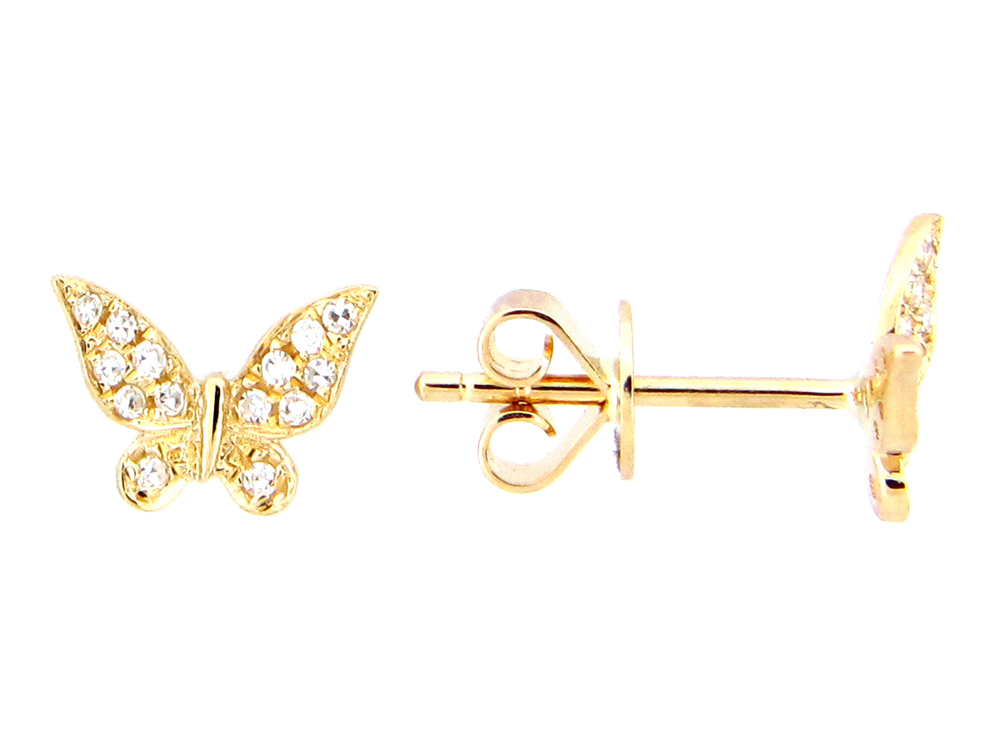 14k gold diamond butterfly earrings