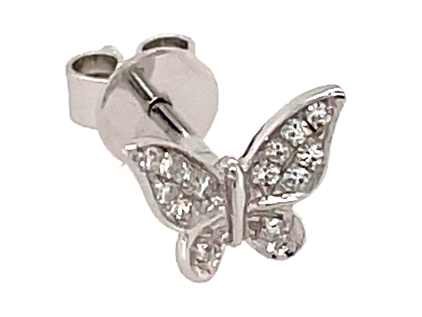 14k white gold diamond butterfly earring