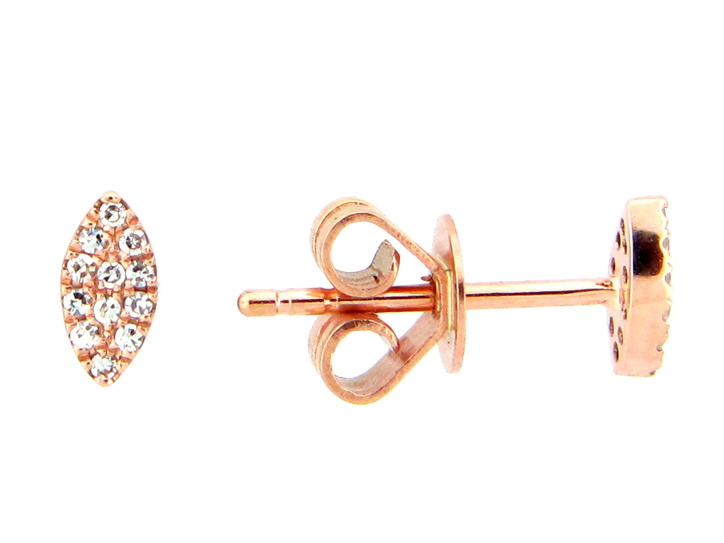 14k rose gold pave diamond earring