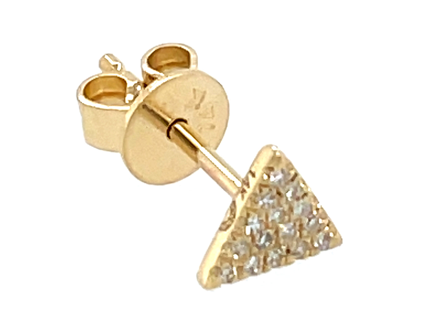 14k yellow gold diamond triangle earring